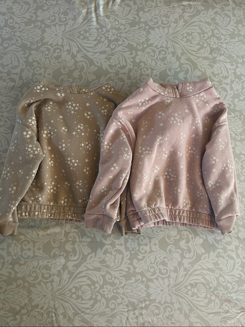 Kids Hooded Sweatshirt - Pink & Taupe Floral Print